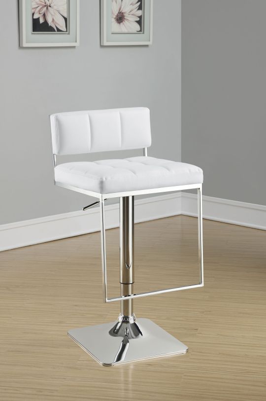 Coaster Alameda Adjustable Bar Stool White and Chrome in White  100193