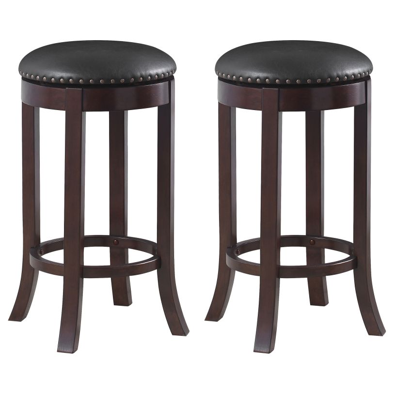 Coaster Aboushi Swivel Bar Stools with Upholstered Seat Brown (Set of 2) in Medium Brown 101060