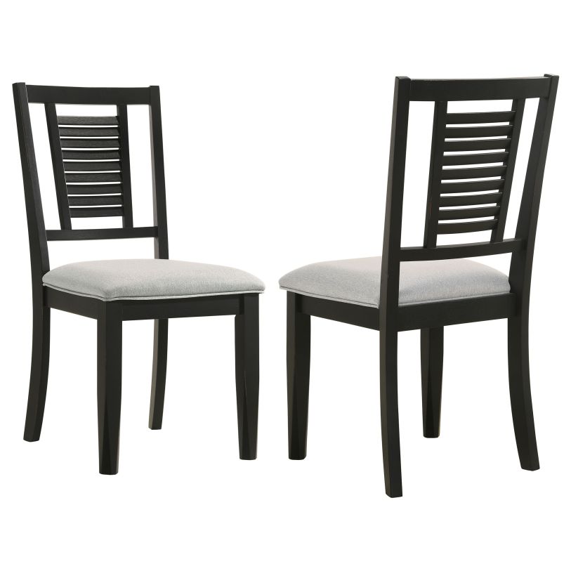 Coaster Appleton Ladder Back Dining Side Chair Black Washed and Light Grey (Set of 2) in Washed Black 110282