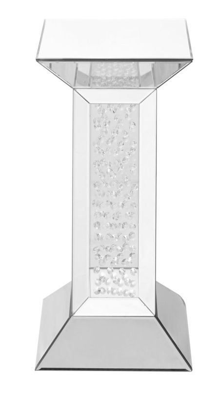 Elegant 12 In. Crystal End Table in Clear Mirror Finish MF91015 CODE:UNIV20 for 20% Off