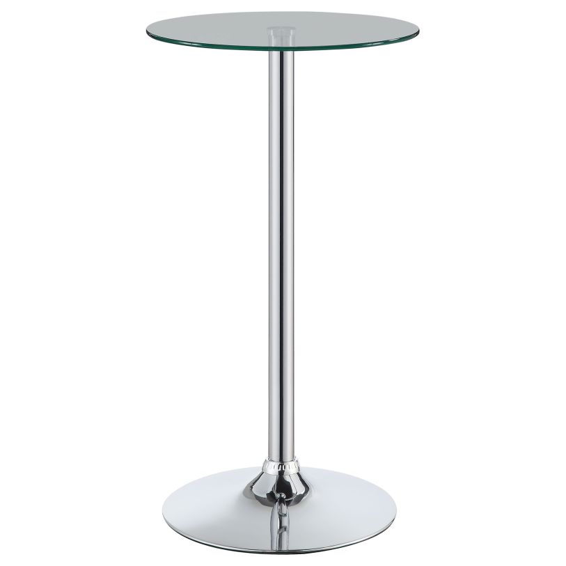 Coaster Abiline Glass Top Round Bar Table Chrome in Black 120341