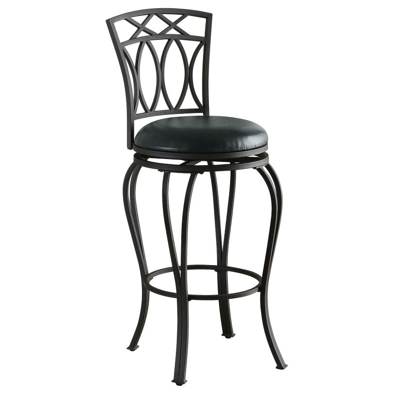 Coaster Adamsville Upholstered Swivel Bar Stool Black in Black 122060