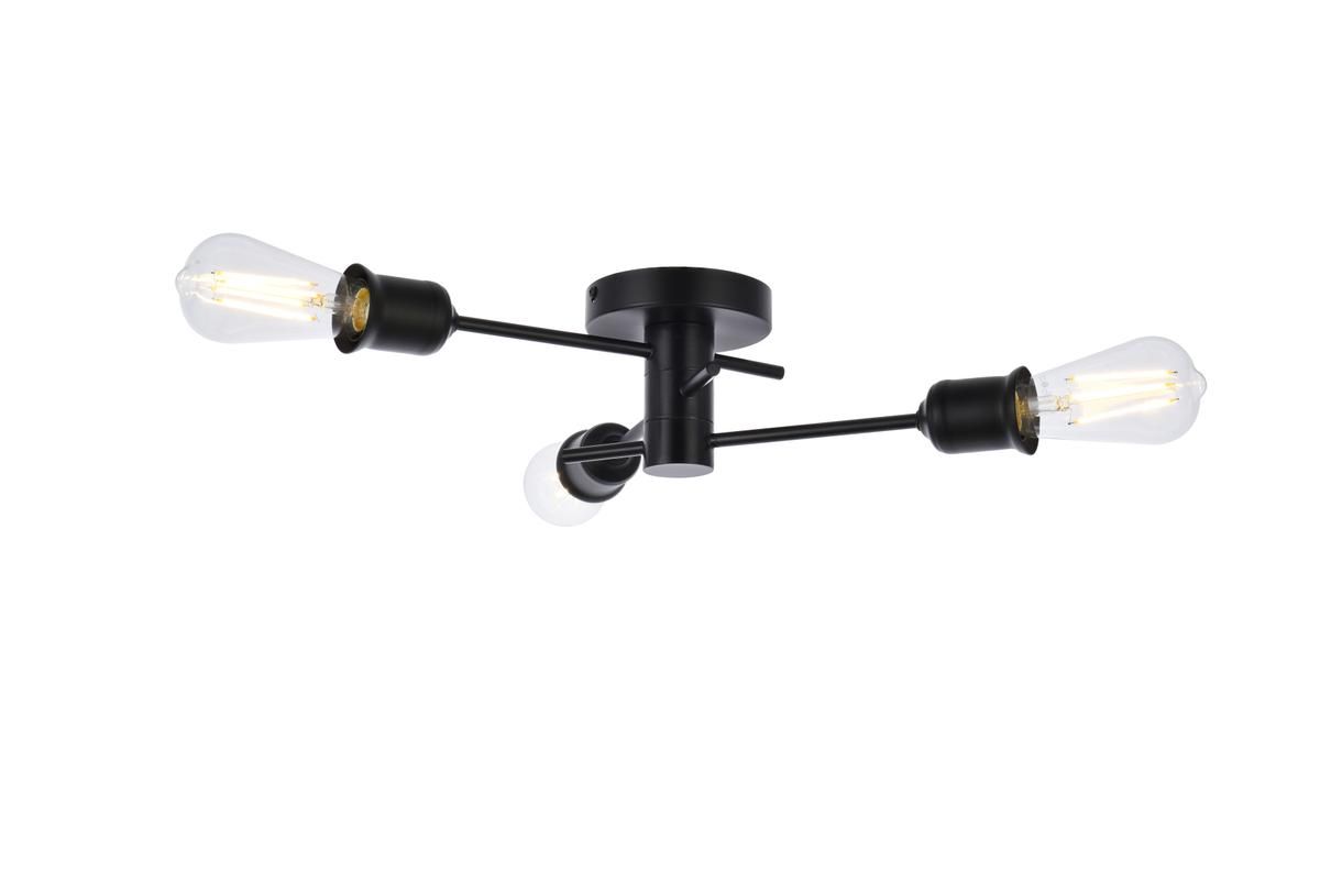 Elegant Xavier 3 Lights Flush Mount in Black LD7049F18BK CODE:UNIV20 for 20% Off