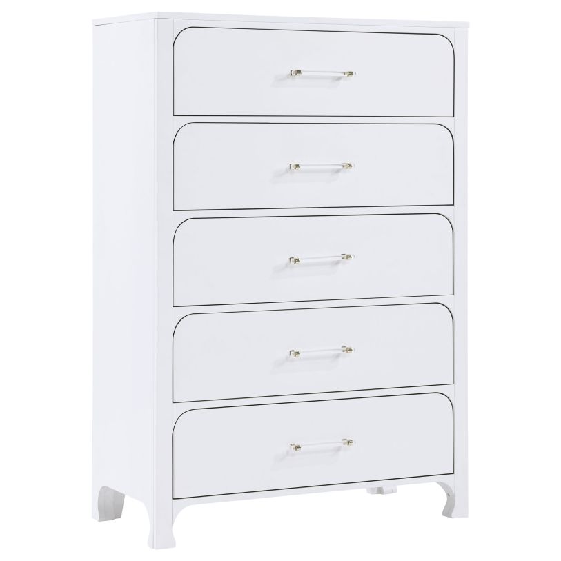 Coaster Anastasia 5-drawer Bedroom Chest Pearl White in Pearl White 224755