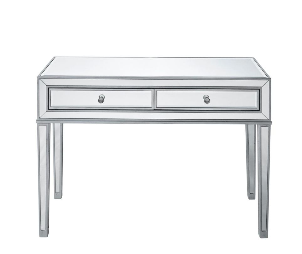 Elegant  Desk 42In. W x 18In. D x 30In. H in Antique Silver Paint  MF72006 CODE:UNIV20 for 20% Off