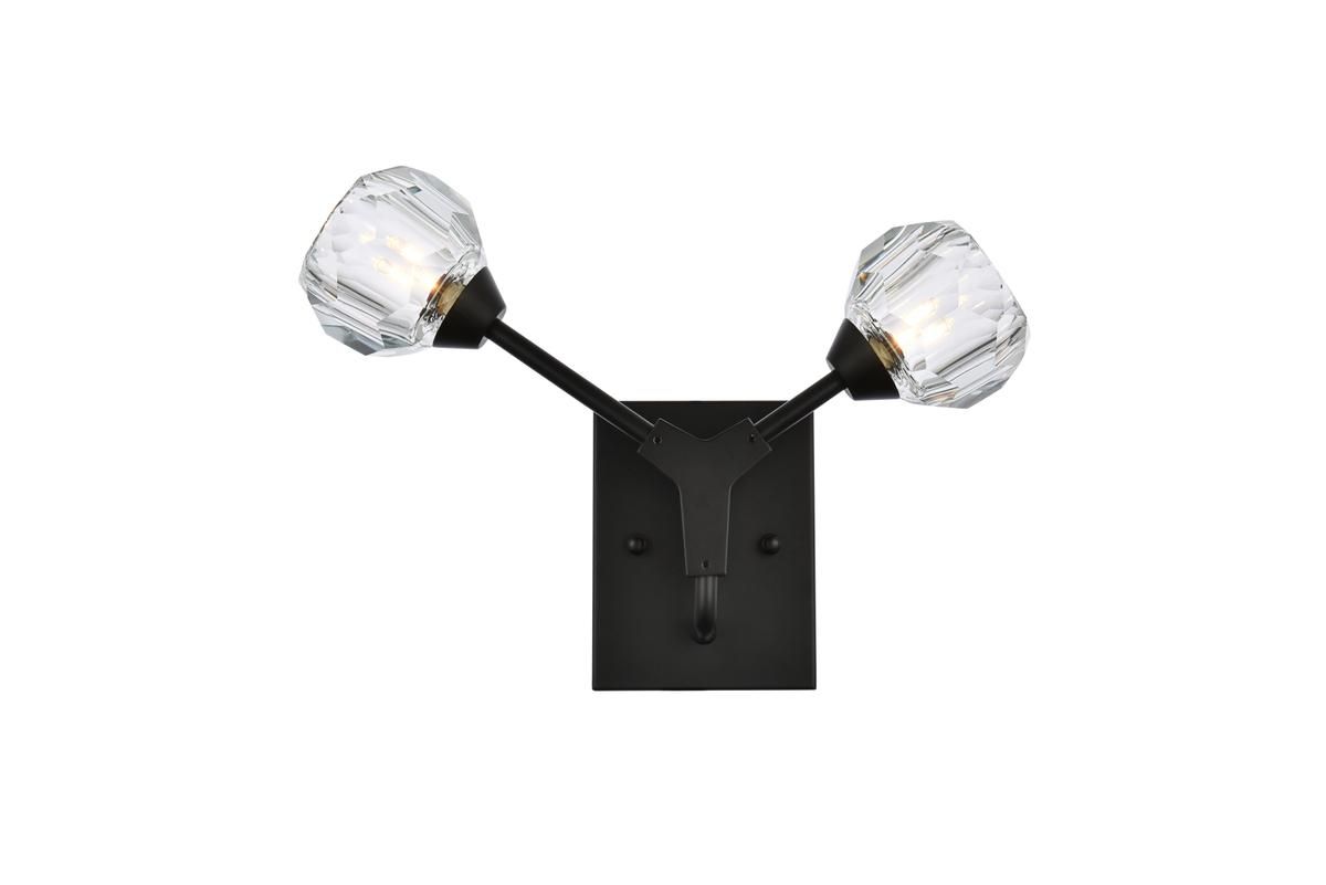 Elegant Zayne 2 Light Wall Sconce in Black 
 3508W15BK CODE:UNIV20 for 20% Off