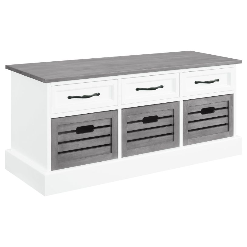 Coaster Alma 3-drawer Storage Bench White and Weathered Grey in Grey 501196