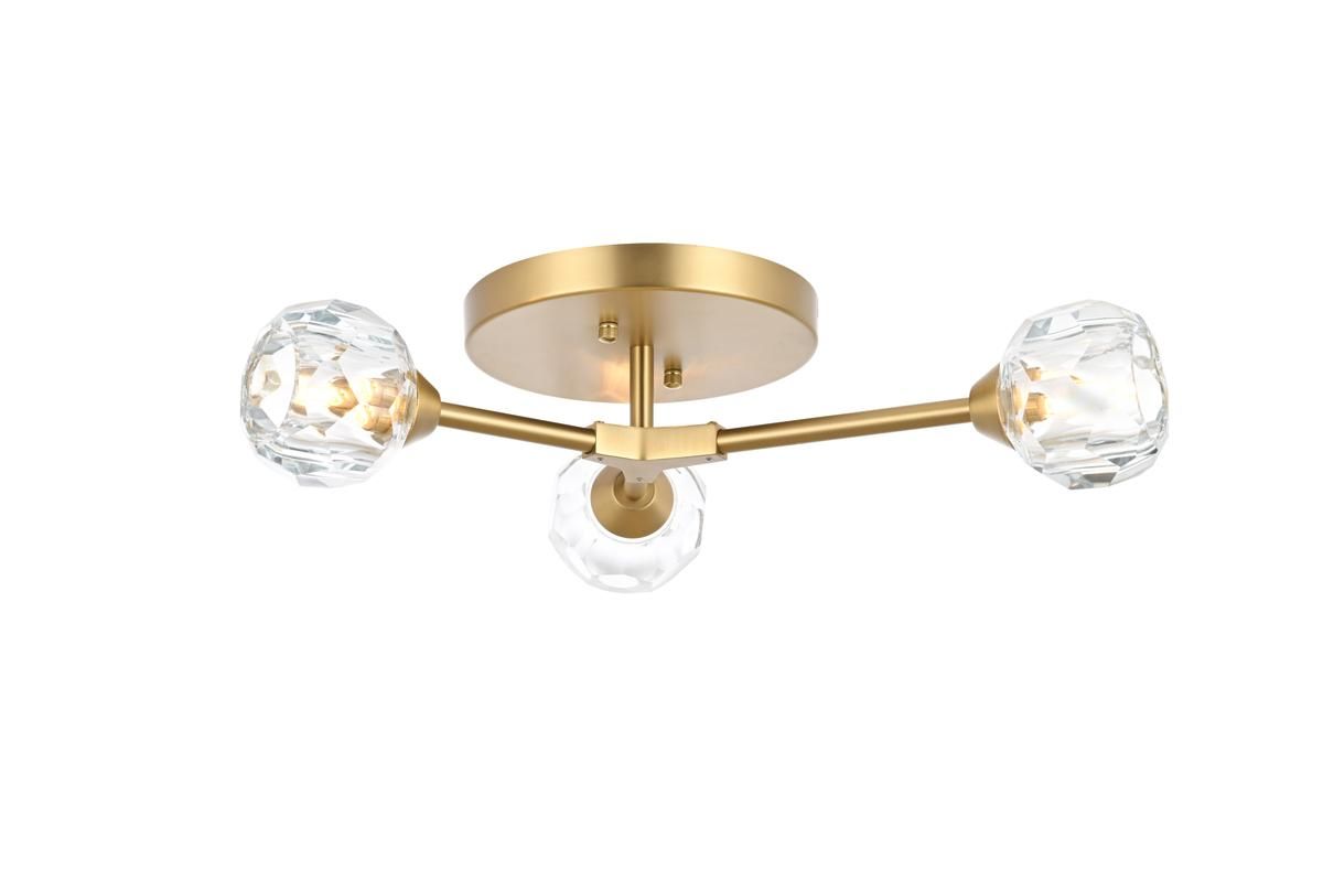 Elegant Zayne 3 Light Flush Mount in Gold 
 3508F18G CODE:UNIV20 for 20% Off