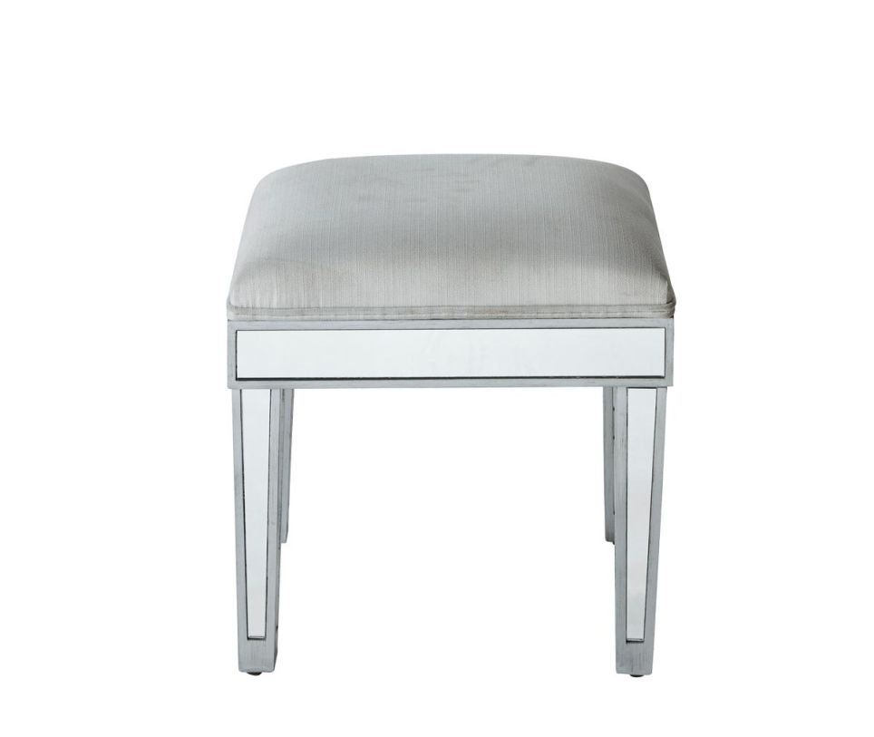 Elegant  Dressing Stool 18In. Wx 14In. D x 18In. H in Antique Silver Paint  MF72007 CODE:UNIV20 for 20% Off