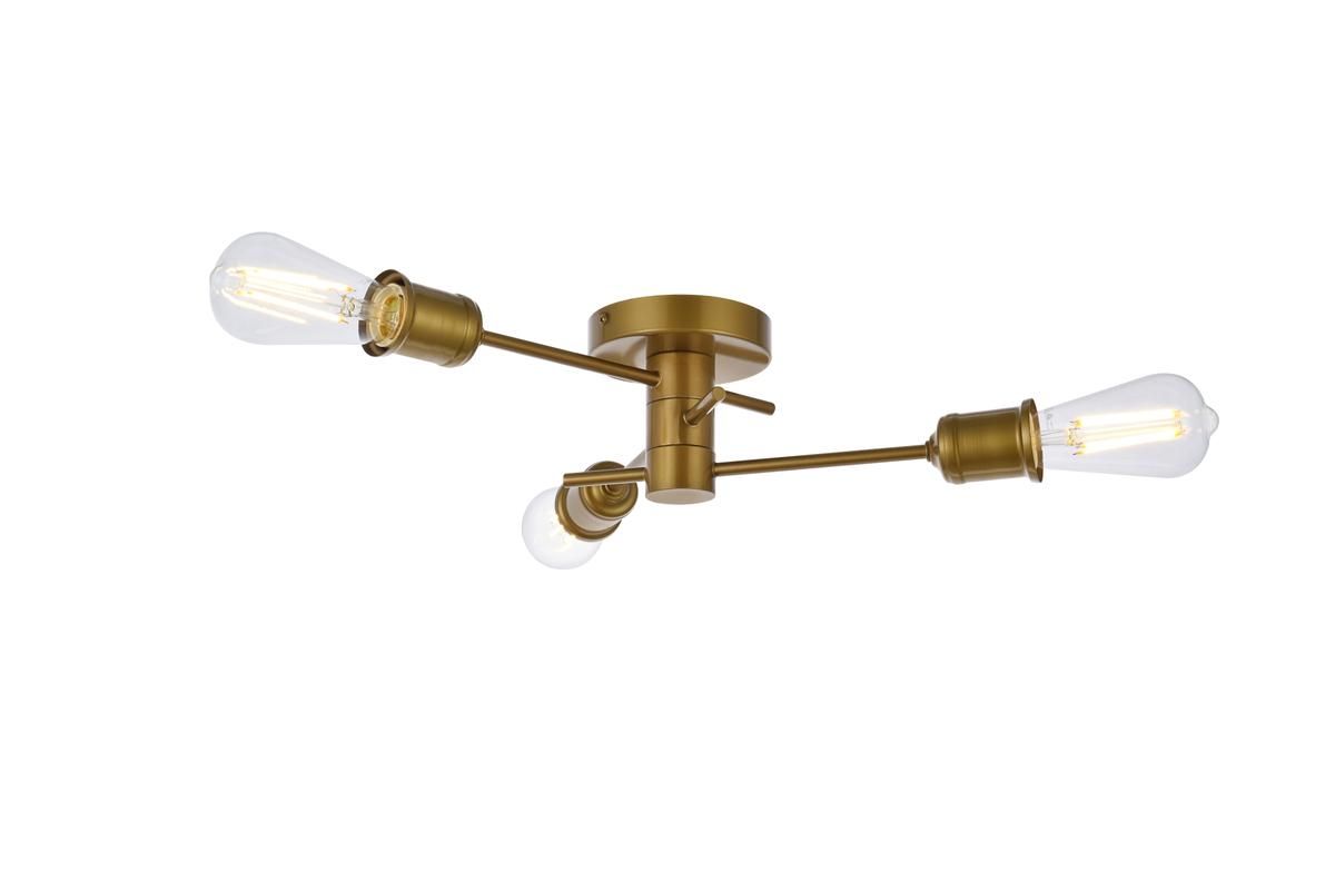 Elegant Xavier 3 Lights Flush Mount in Brass LD7049F18BR CODE:UNIV20 for 20% Off