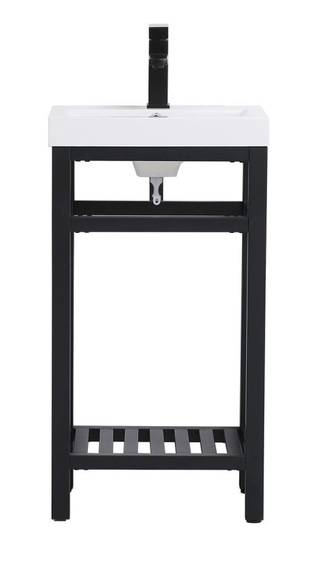 Elegant 18 In. Single Bathroom Metal Vanity in Black VF14018BK CODE:UNIV20 for 20% Off