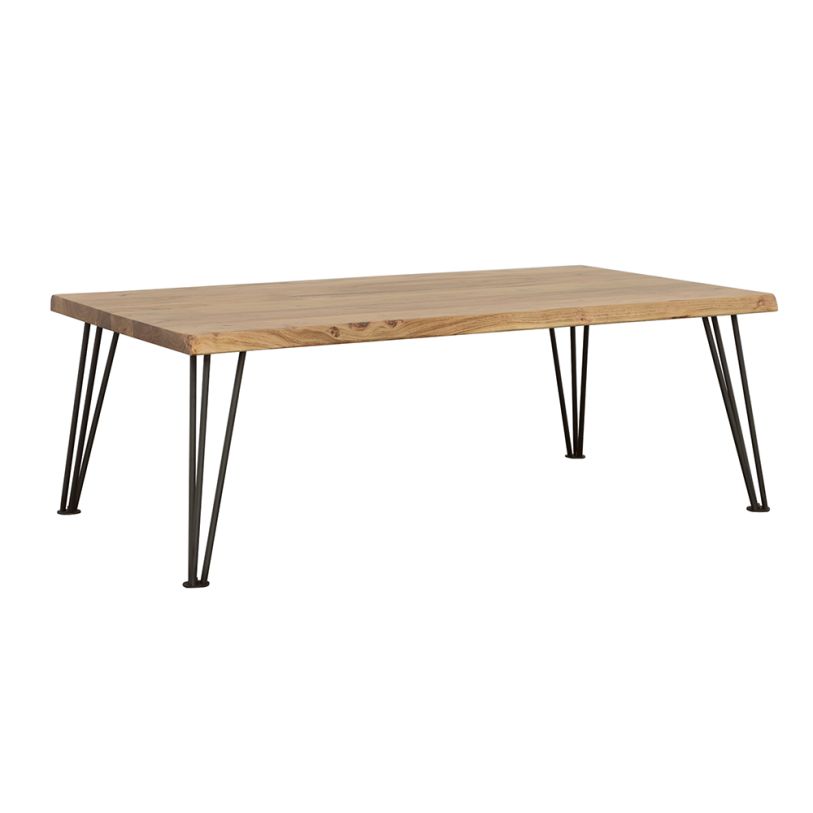 Coaster Zander Coffee Table with Hairpin Leg Natural and Matte Black in Natural 723498