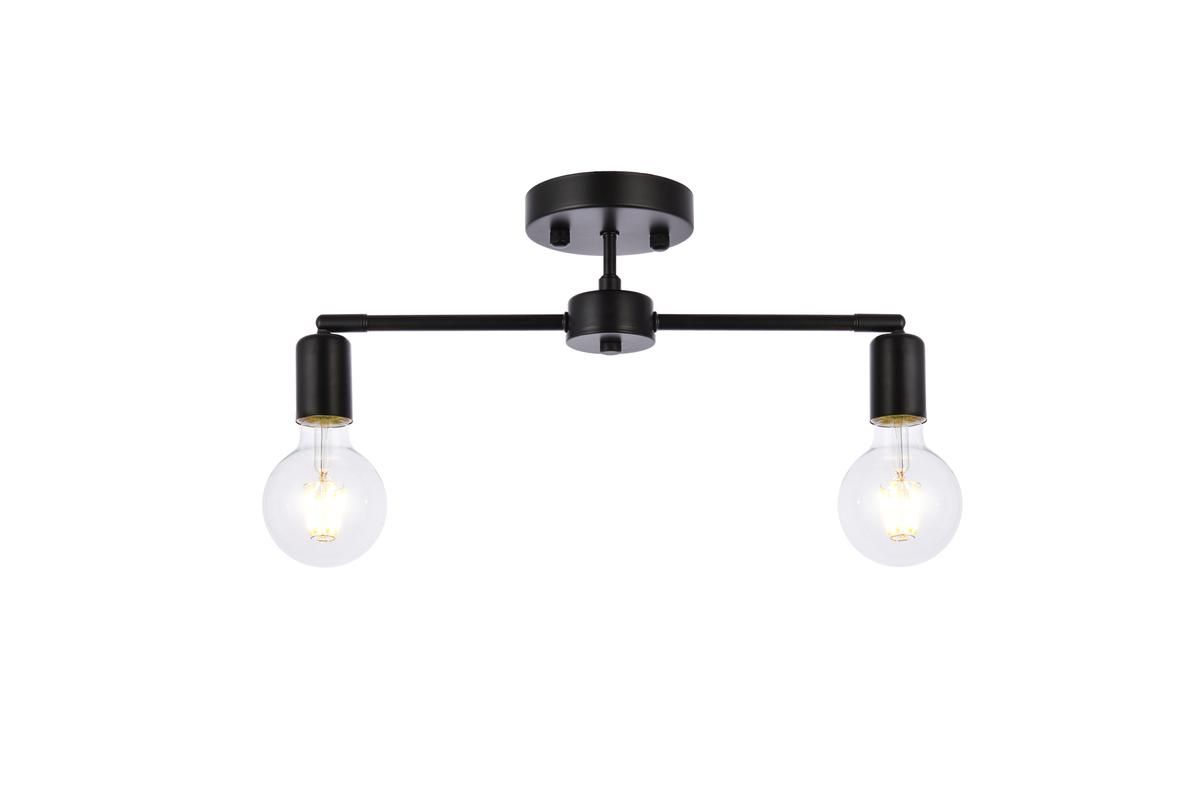 Elegant Zane 2 Lights Black Flush Mount LD2348BK CODE:UNIV20 for 20% Off