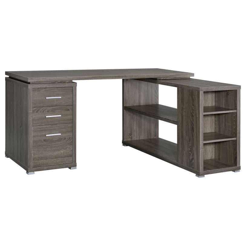 Coaster Yvette L-shape Office Desk Weathered Grey in Weathered Grey 800518