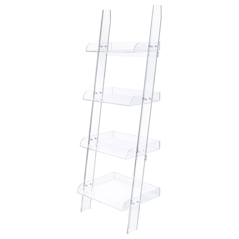 Coaster Amaturo 4-shelf Ladder Bookcase Clear in Clear Acrylic 801553