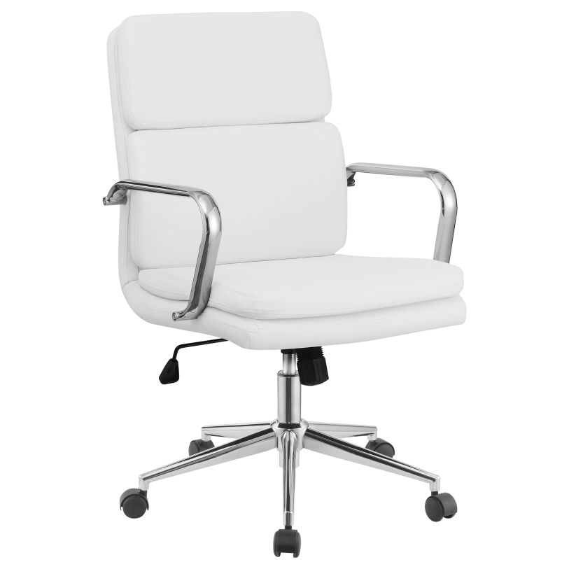 Coaster Ximena Standard Back Upholstered Office Chair White in White 801767