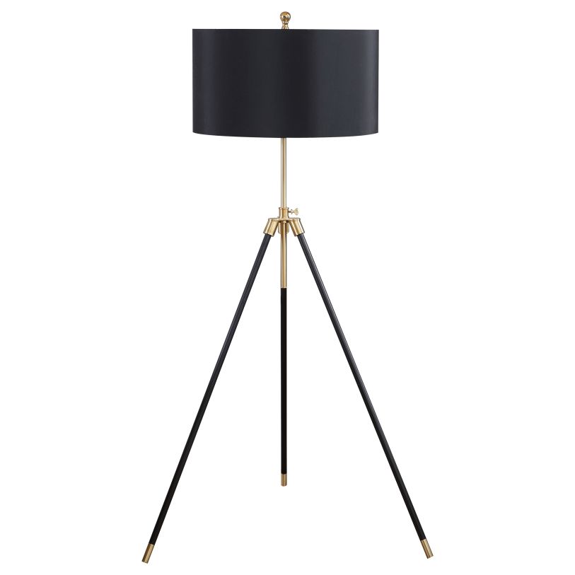 Coaster Zabka Tripod Floor Lamp Black and Gold in Black 923255