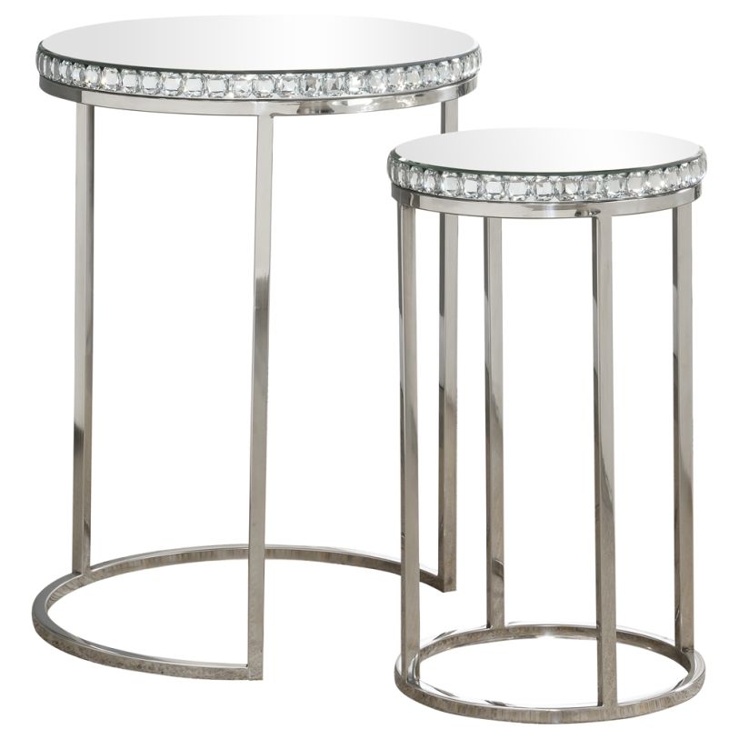 Coaster Addison 2-piece Round Nesting Table Silver in Chrome 930227