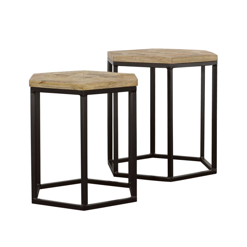 Coaster Adger 2-piece Hexagon Nesting Tables Natural and Black in Natural 935844