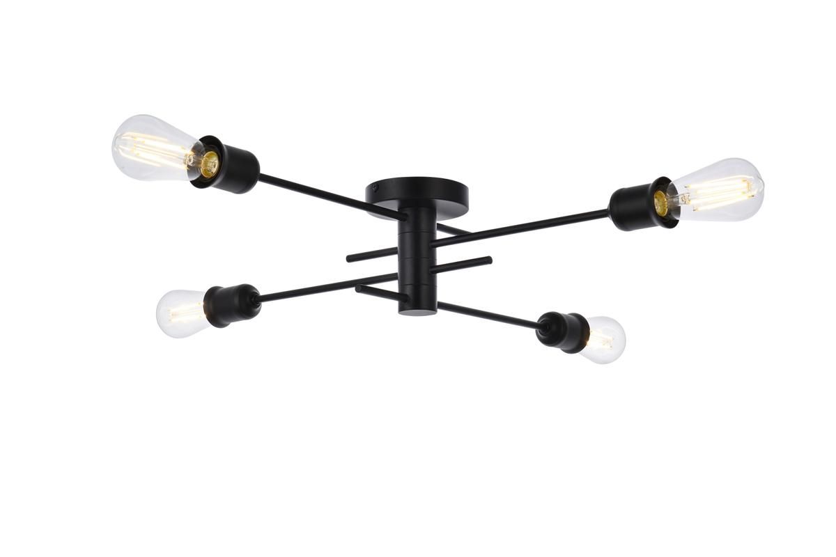 Elegant Xavier 4 Lights Flush Mount in Black LD7050F26BK CODE:UNIV20 for 20% Off