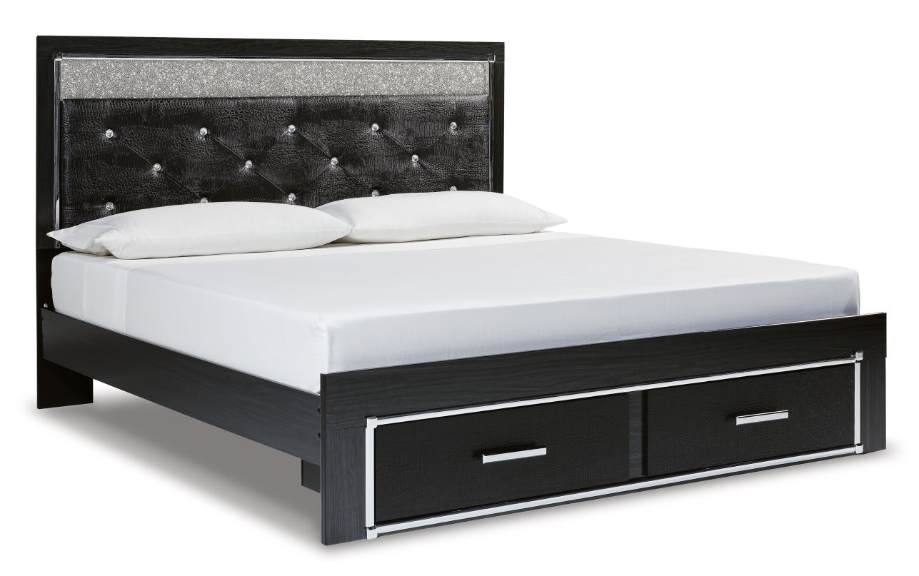 Kaydell King Upholstered Panel Storage Bed in Black B1420B23