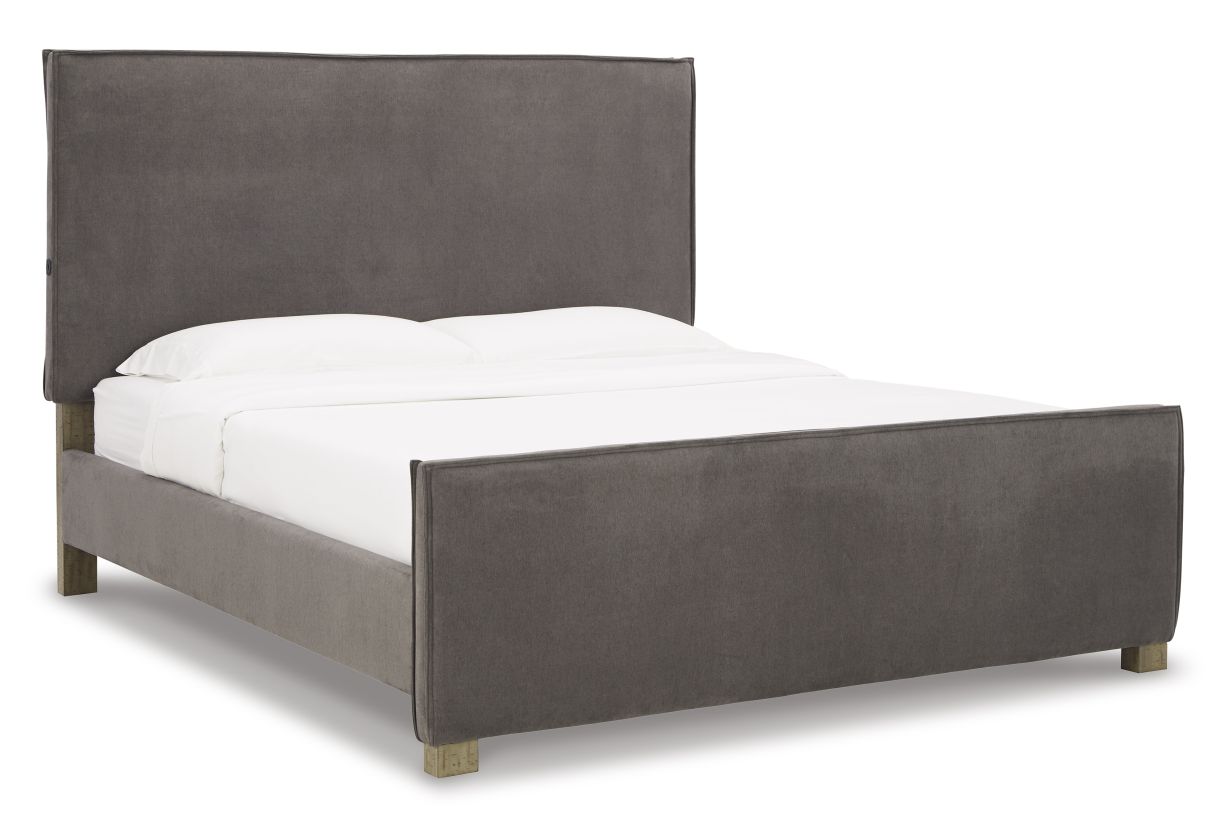 Krystanza King Upholstered Panel Bed in Weathered Gray B766B8 FedEx/UPS