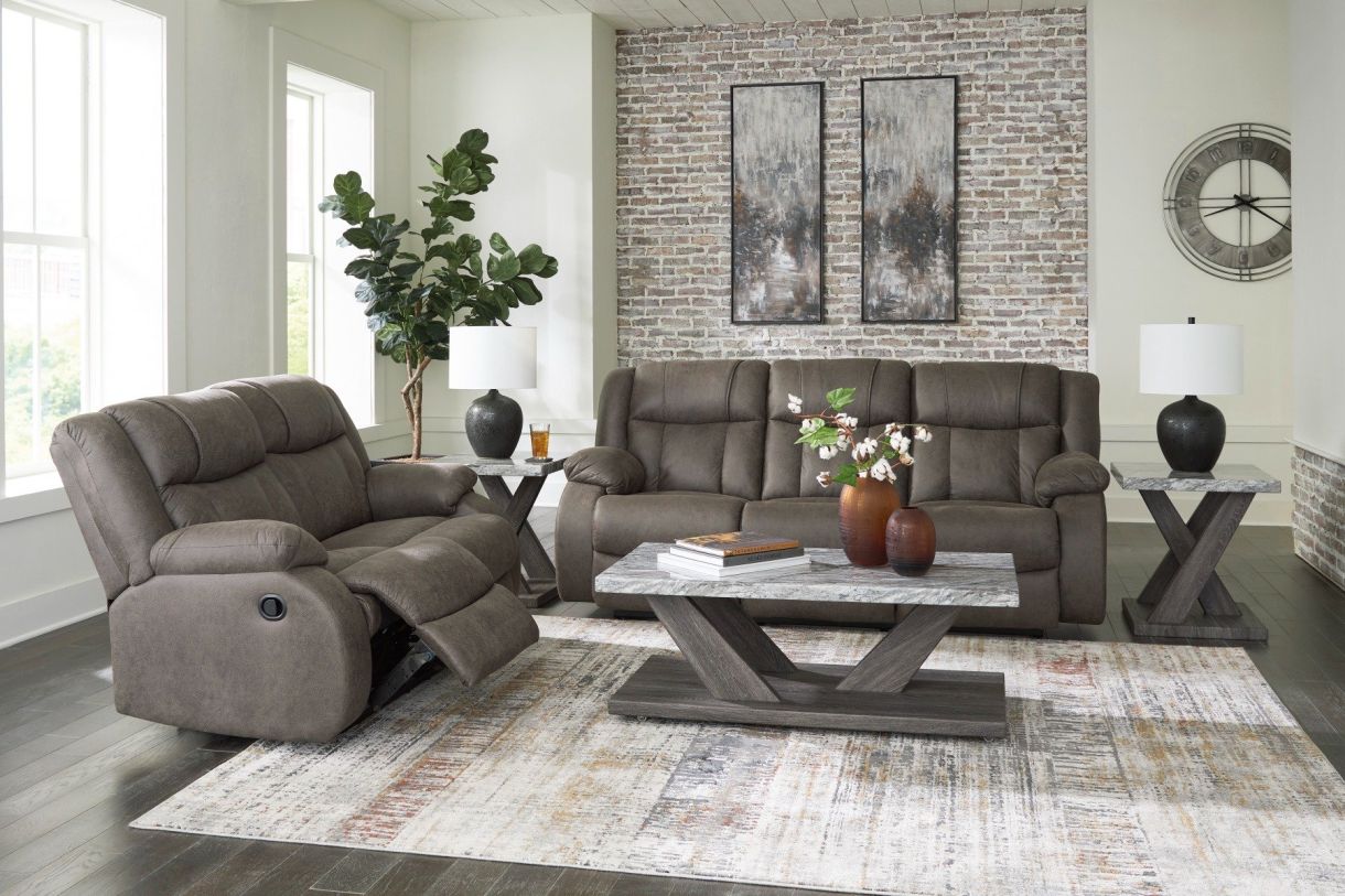 First Base 2-Piece Reclining Livingroom Set in Gunmetal