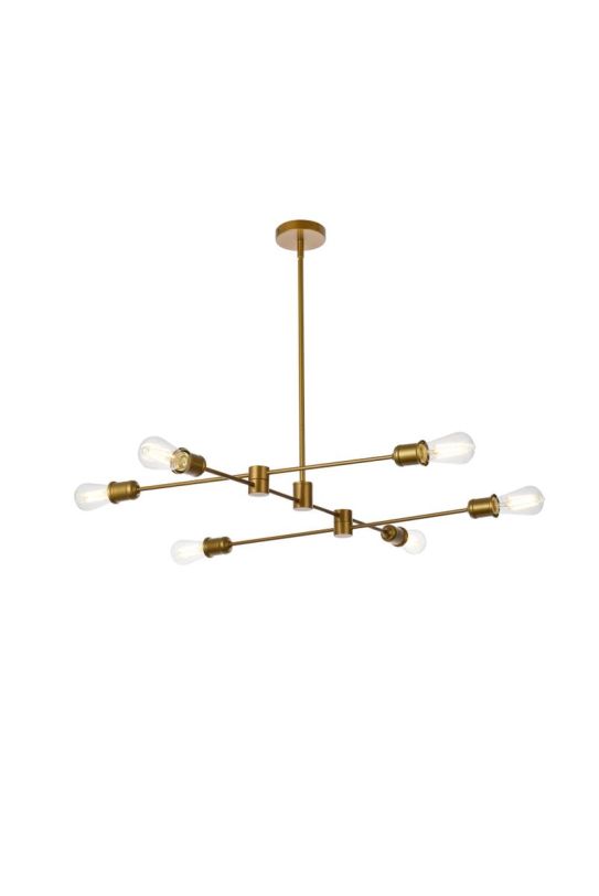 Elegant Xavier 6 Lights Pendant in Brass LD7052D35BR CODE:UNIV20 for 20% Off