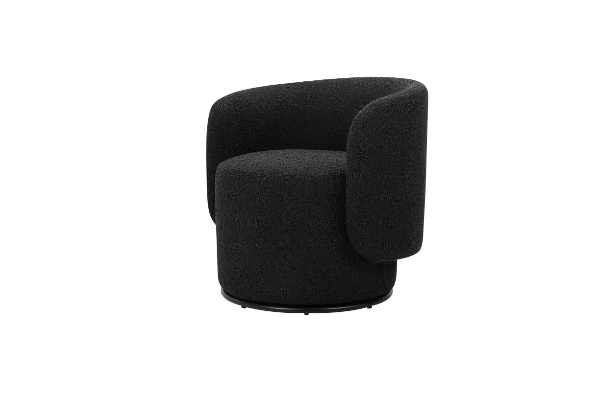 Mobital Biarritz Swivel Lounge Chair Licorice Boucle Fabric LCH-BIAR-LICO-BOUC