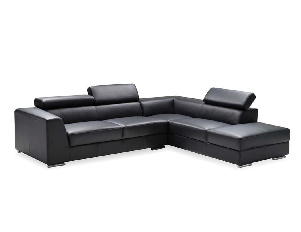 Mobital Icon RSF Chaise Sectional Black Premium Leather Adjustable Headreat SER-ICON-BLAC-PREMI