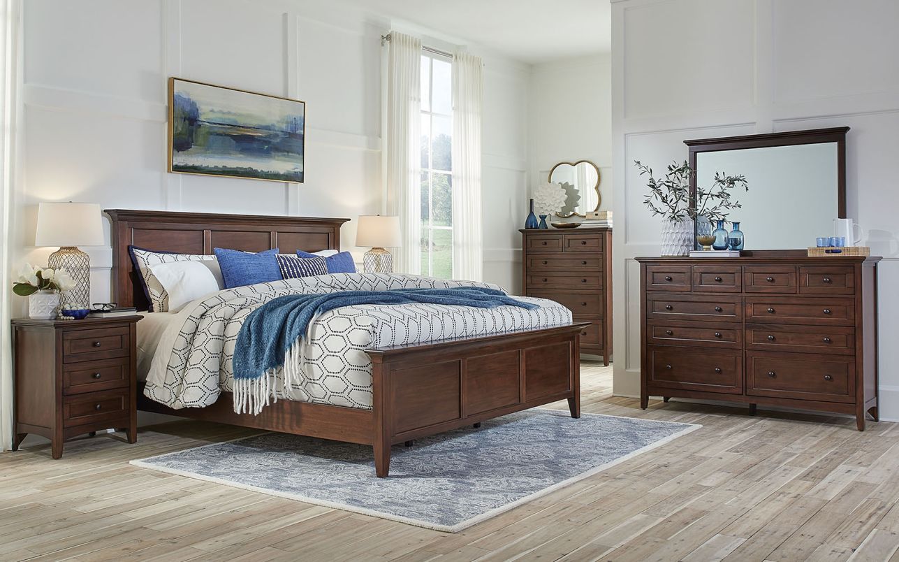 Westlake 4-Piece Panel Bedroom Set in Cherry Brown